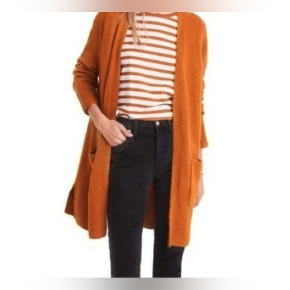Madewell Kent Coziest Yarn Wool Blend Cardigan Sweater Size S Orange - Picture 2 of 5